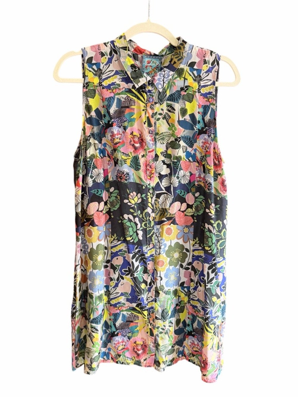 JOHNNY WAS Chelsea Gardens Xanthe SILK Floral Tunic Top Dress M
